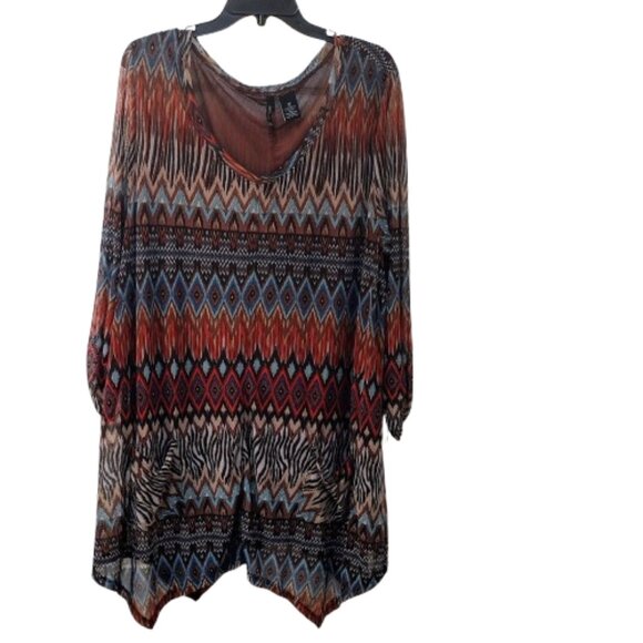 New Directions 2 pc. Maxi Skirt Set, Size 2X, Brown/blue/turquoise/red/tan/black - Picture 3 of 10